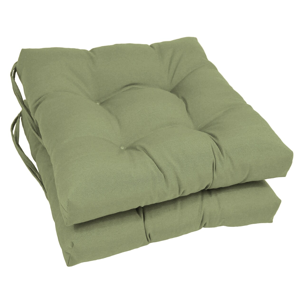 16-inch Solid Twill Square Tufted Chair Cushions (Set of 2) - Sage